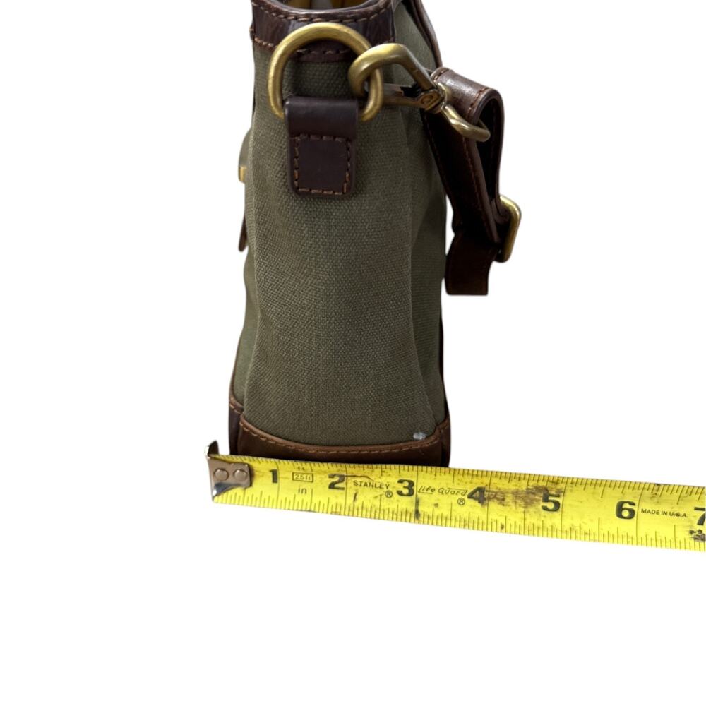 Orvis Battenkill Canvas Leather Crossbody Bag Grey Olive Utility Gorpcore Purse - Picture 9 of 15